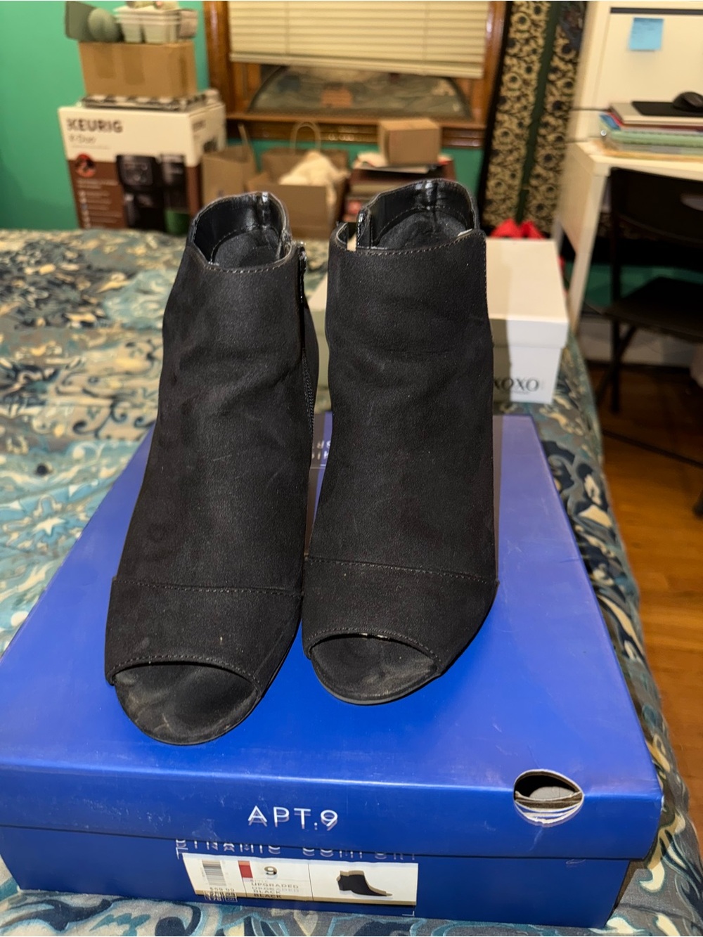 Apt. 9 Black Peep-Toe Ankle Booties